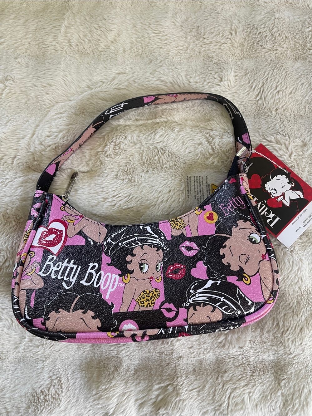 ❤️NEW!!!❤️ Betty Boop Black & Pink Character Print Shoulder Bag